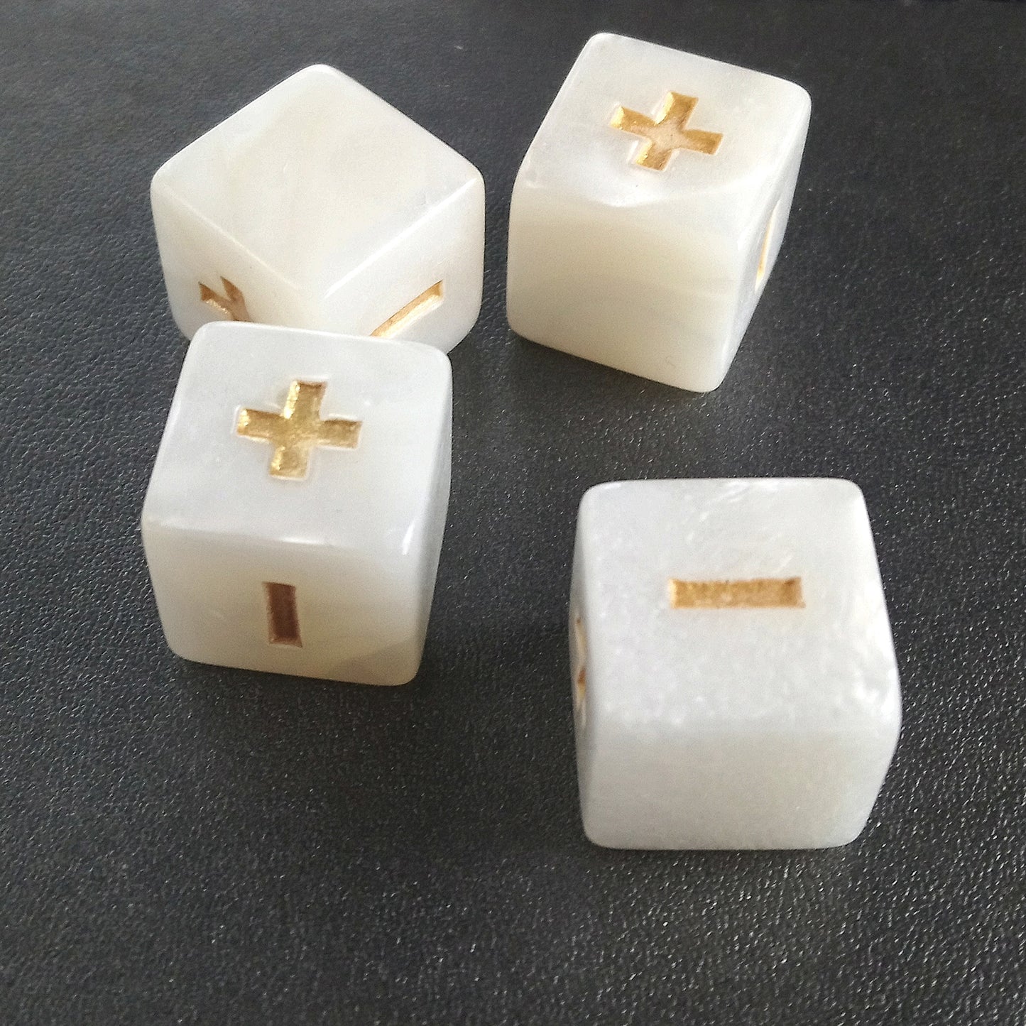 Forbidden Treasure Fate Dice - White Pearl with Gold Symbols
