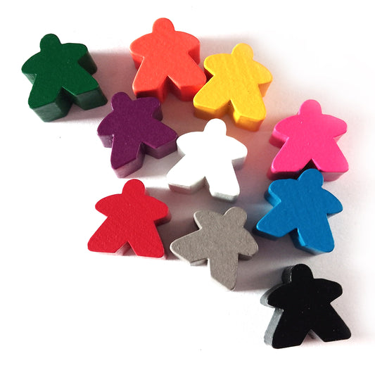 Set of 10 wooden 15mm meeples for board games