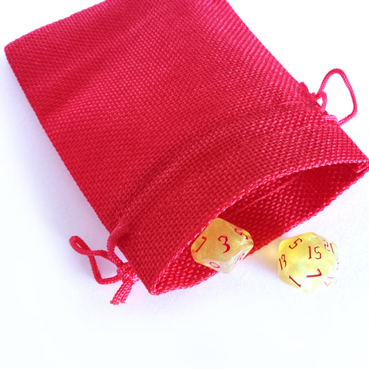 Jute Drawstring Dice Bag - Wayward Warrior Red