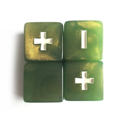 Serpent Fate Dice - Sinuous Green and Gold with White Symbols