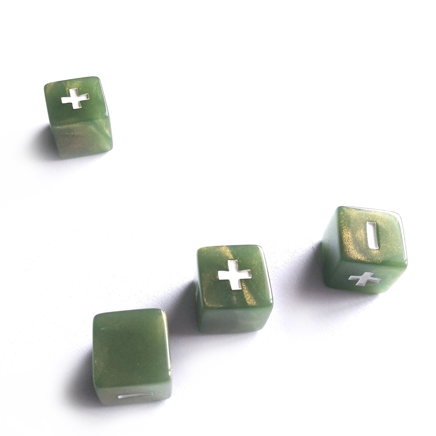 Serpent Fate Dice - Sinuous Green and Gold with White Symbols