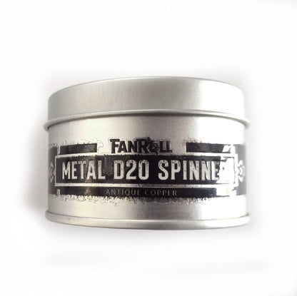 Metal D20 Spinner Dice in Antique Copper