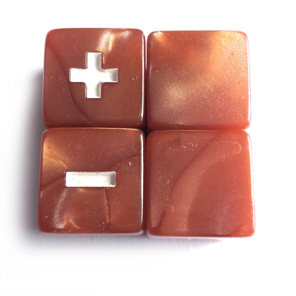Bronze Armour Fate Dice - Rustic Brown Pearl with White Symbols