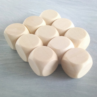 10 Wooden D6 Blank Dice (16mm) Components for TTRPGS and Board Games