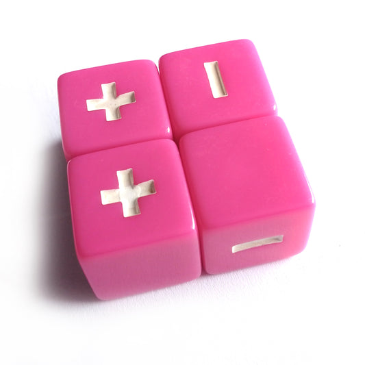 Dragonberry Fate Dice - Bright Pink with White Symbols