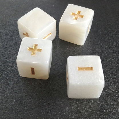 Forbidden Treasure Fate Dice - White Pearl with Gold Symbols