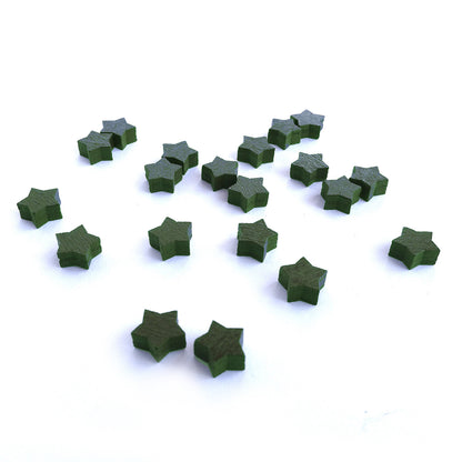 20 Wooden Star Tokens in Dark Forest Green