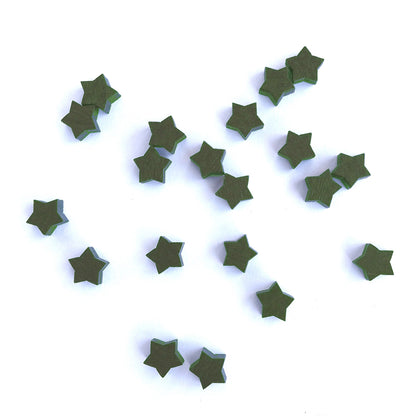 20 Wooden Star Tokens in Dark Forest Green