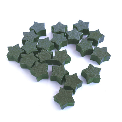 20 Wooden Star Tokens in Dark Forest Green