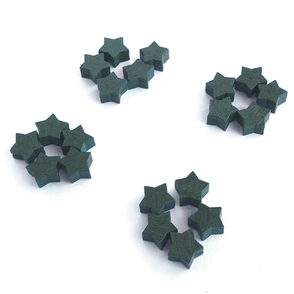 20 Wooden Star Tokens in Dark Forest Green