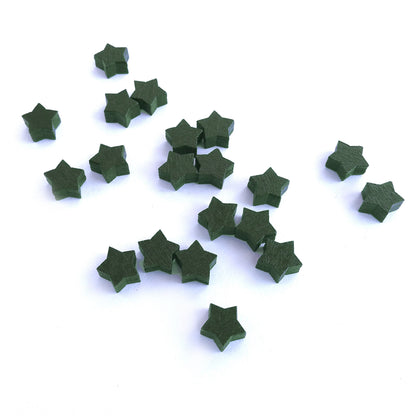 20 Wooden Star Tokens in Dark Forest Green