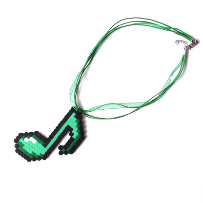 Music Note Necklace in Retro Pixel Art Style