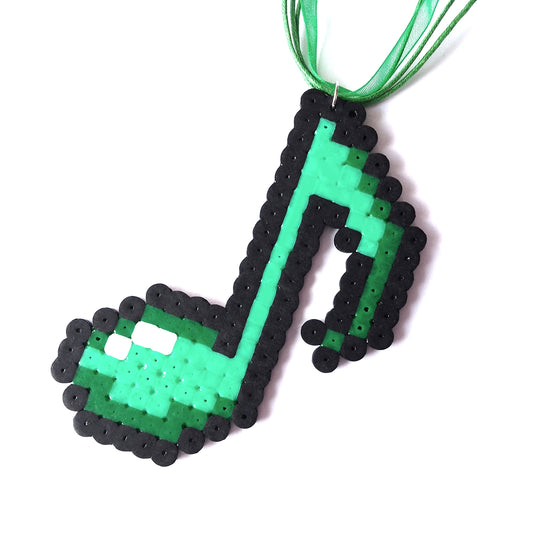Music Note Necklace in Retro Pixel Art Style