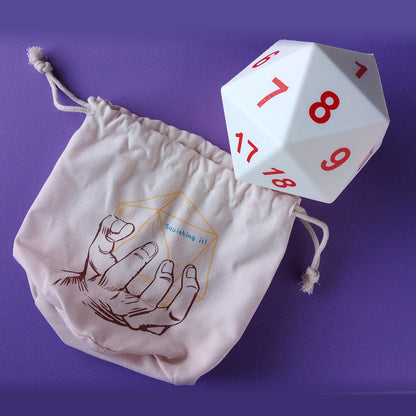 Squishy White D20 Dice in White with Red Numbers