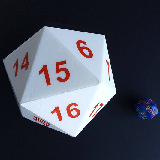 Squishy White D20 Dice in White with Red Numbers