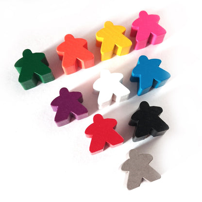Set of 10 wooden 15mm meeples for board games