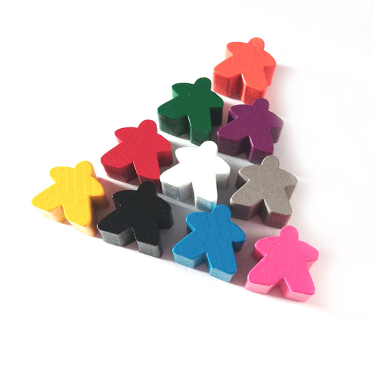 Set of 10 wooden 15mm meeples for board games