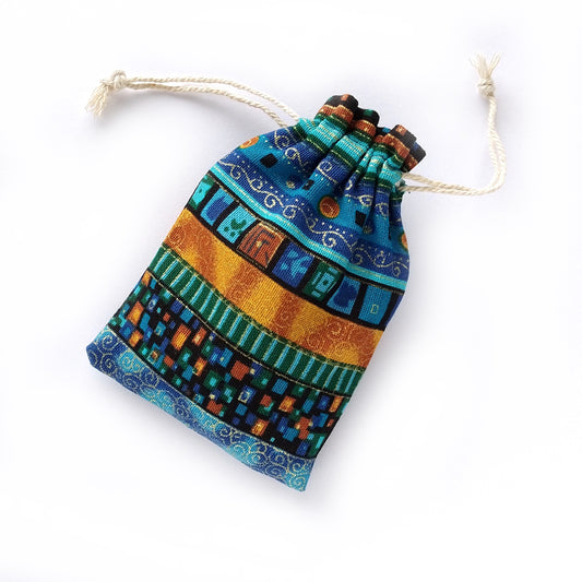 Gold and Blue Patterned Bag - Merchant's Treasure
