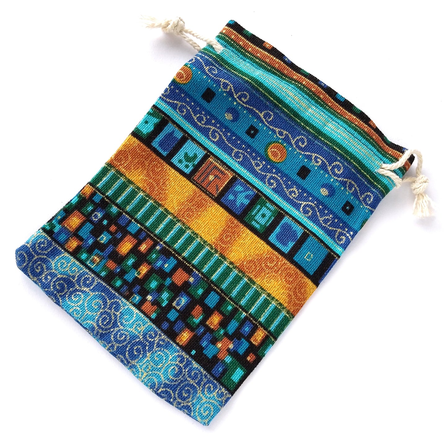 Gold and Blue Patterned Bag - Merchant's Treasure