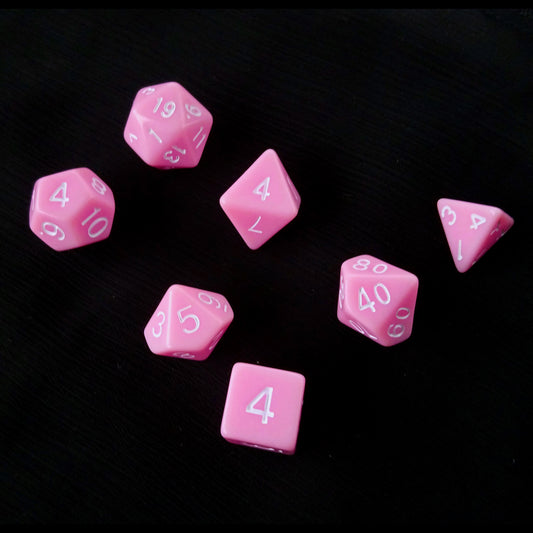 Bright Pink 7pcs D20 RPG Dice Set