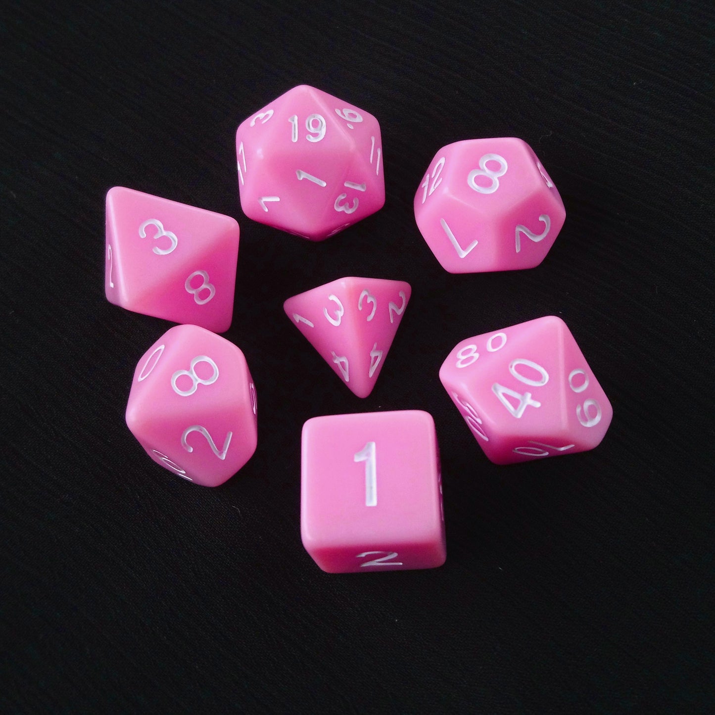 Bright Pink 7pcs D20 RPG Dice Set