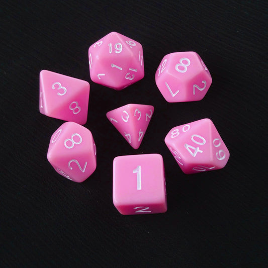 Bright Pink 7pcs D20 RPG Dice Set