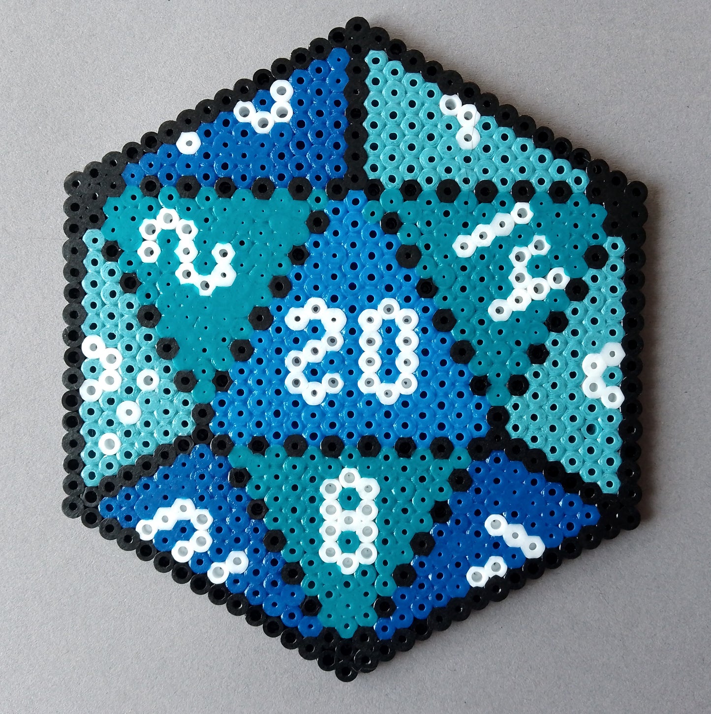 Blue and Green D20 Dice Pixel Art- TTRPG Wall Art