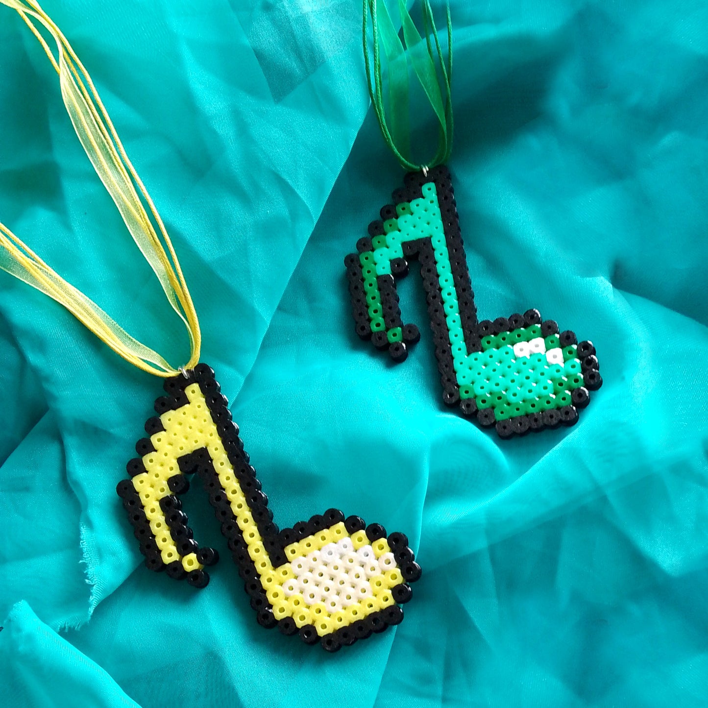 Music Note Necklace in Retro Pixel Art Style