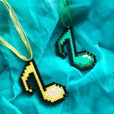 Music Note Necklace in Retro Pixel Art Style
