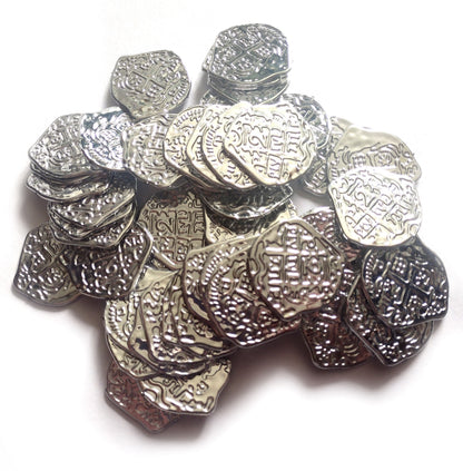 50 Plastic Silver Doubloons - Board Game Upgrade