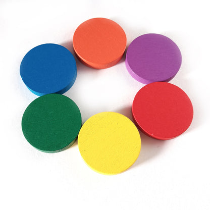 Set of 6 wooden 25mm round counters for board games