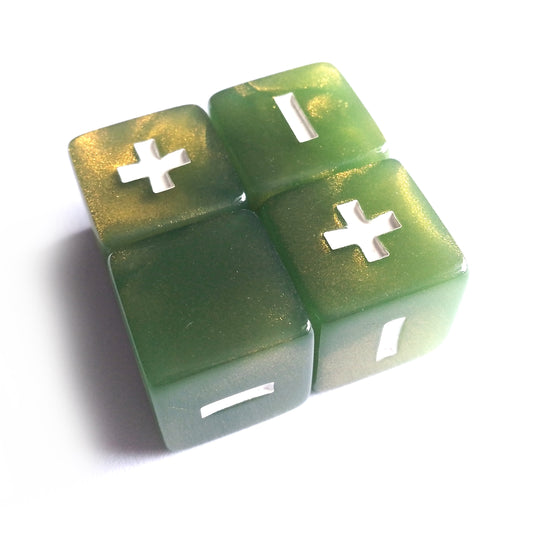 Serpent Fate Dice - Sinuous Green and Gold with White Symbols