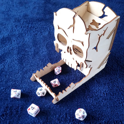 Wooden Skull Dice Tower
