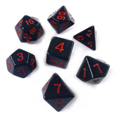 Black RPG Dice Set with Red Numbers 7pcs D20