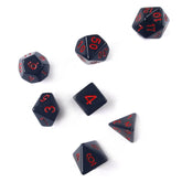 Black RPG Dice Set with Red Numbers 7pcs D20