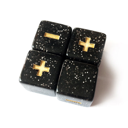Stardust Fate Dice - Glittery Black with Gold Symbols