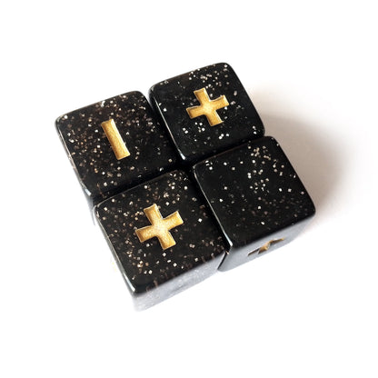 Stardust Fate Dice - Glittery Black with Gold Symbols