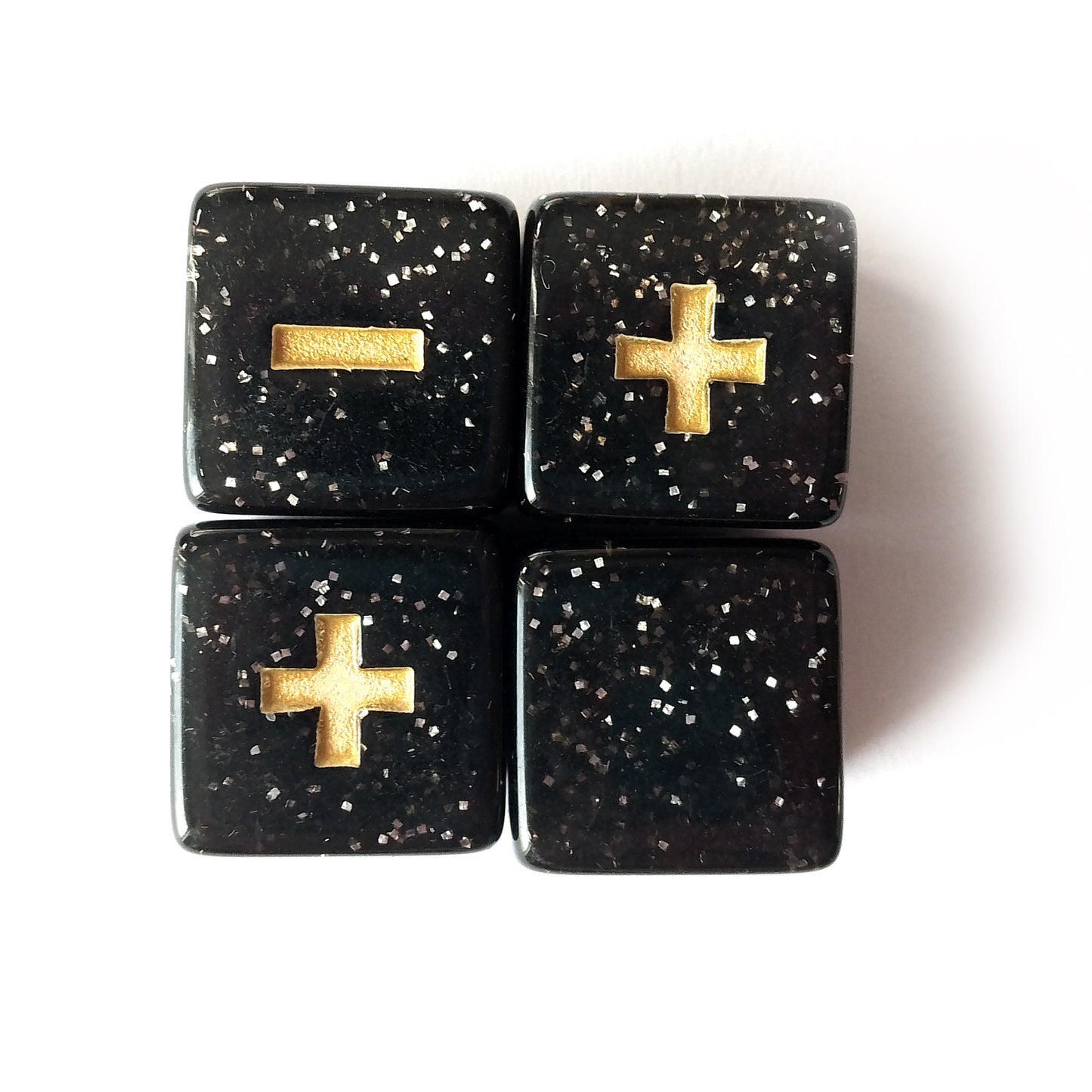Stardust Fate Dice - Glittery Black with Gold Symbols