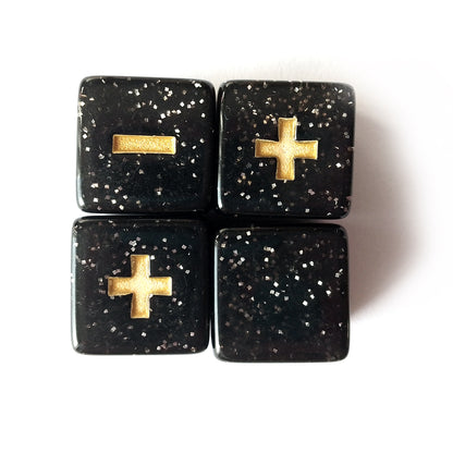 Stardust Fate Dice - Glittery Black with Gold Symbols