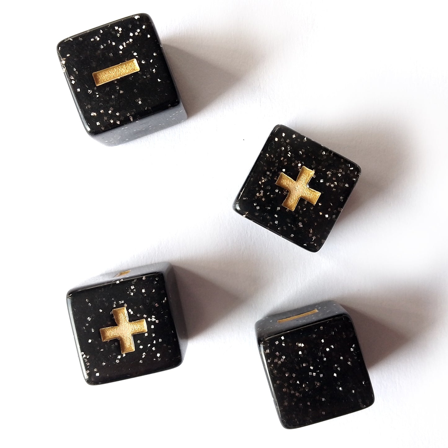 Stardust Fate Dice - Glittery Black with Gold Symbols