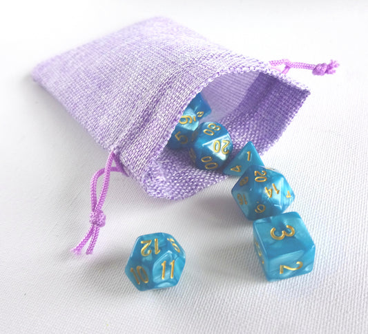 Jute Drawstring Dice Bag - Whimsical Witch Purple