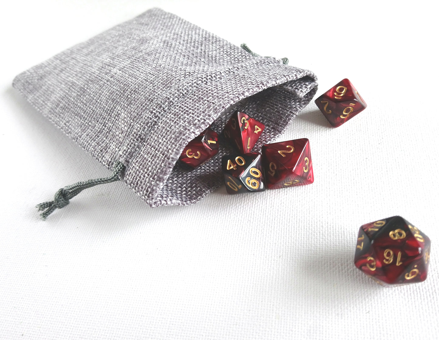 Jute Drawstring Dice Bag - Wizened Wizard Grey