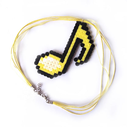 Music Note Necklace in Retro Pixel Art Style