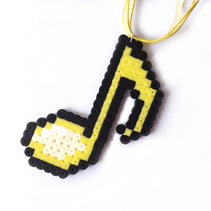 Music Note Necklace in Retro Pixel Art Style